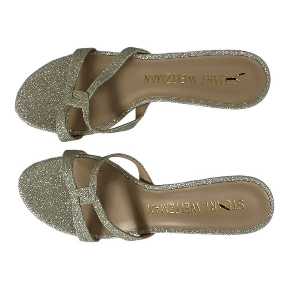 NEW Stuart Weitzman Soiree Sleek 75 Glitter Sandals Size 39 or 8.5 Wedding Shoes - Picture 5 of 12